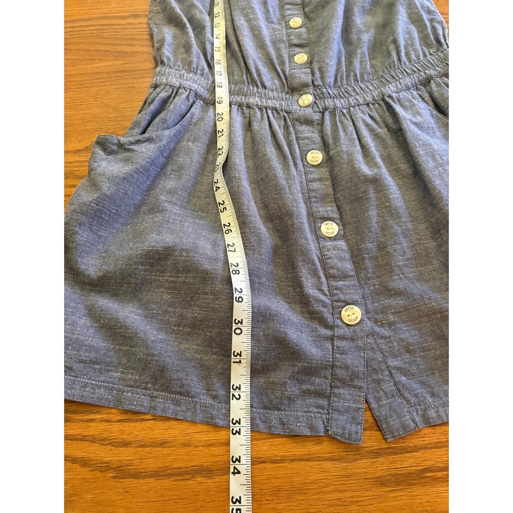 Aerie Blue Chambray Button Front Mini Dress Adjustable Straps Cottagecore Medium - Picture 7 of 10
